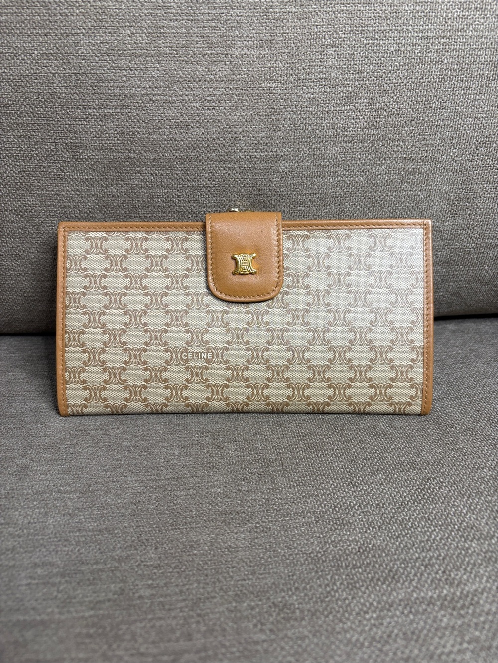 Celine Vintage Macadam Triomphe Long Bifold Wallet with COA